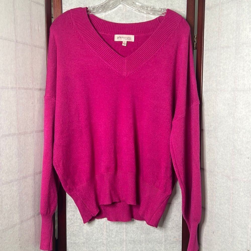PHILOSOPHY V NECK PINK SWEATER SIZE L